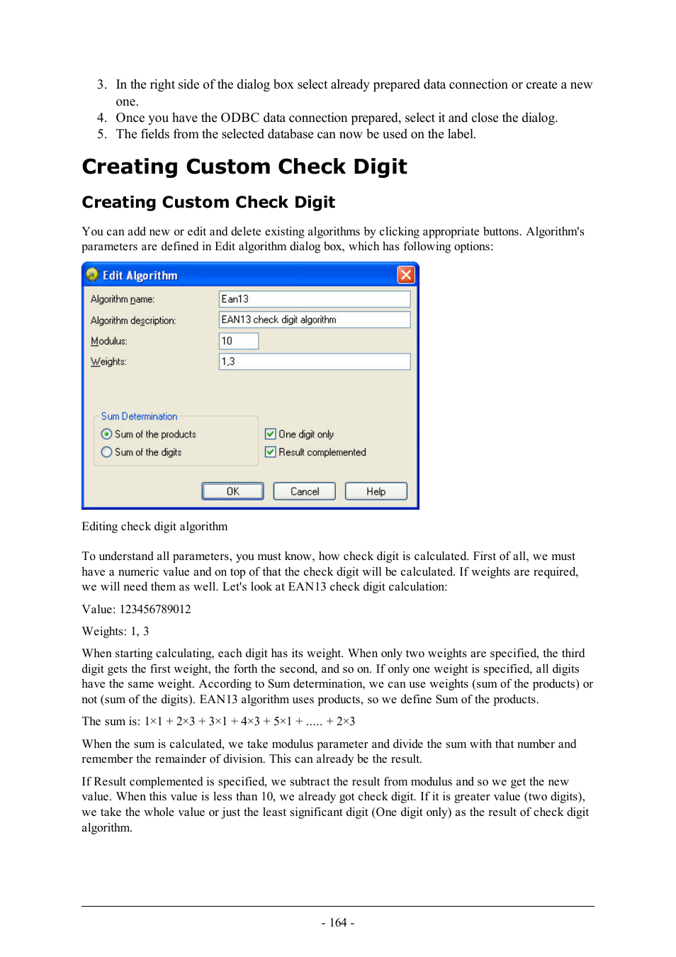 Creating custom check digit | QuickLabel Designer Pro User Manual | Page 164 / 194