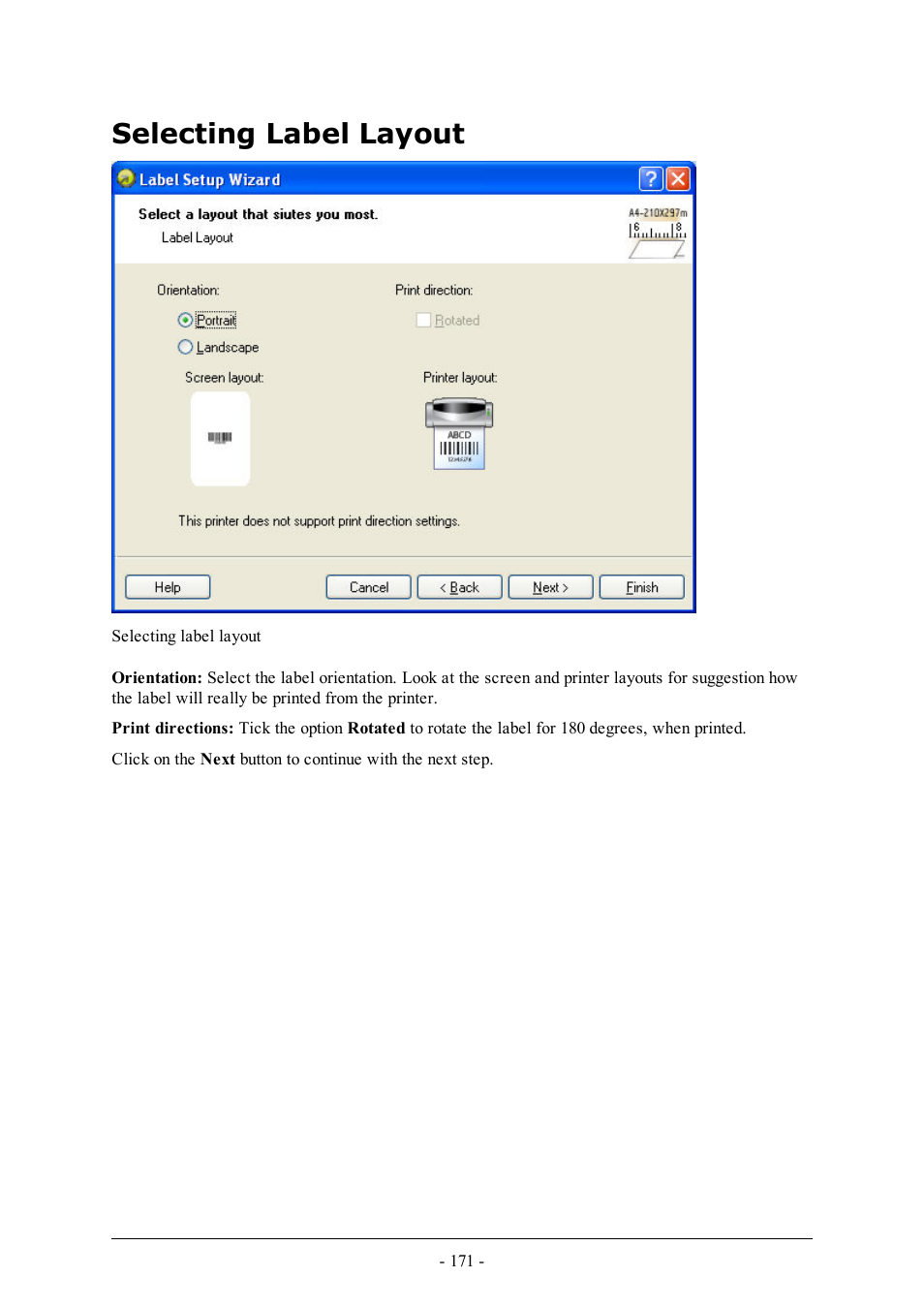 Selecting label layout | QuickLabel Designer Pro User Manual | Page 171 / 194