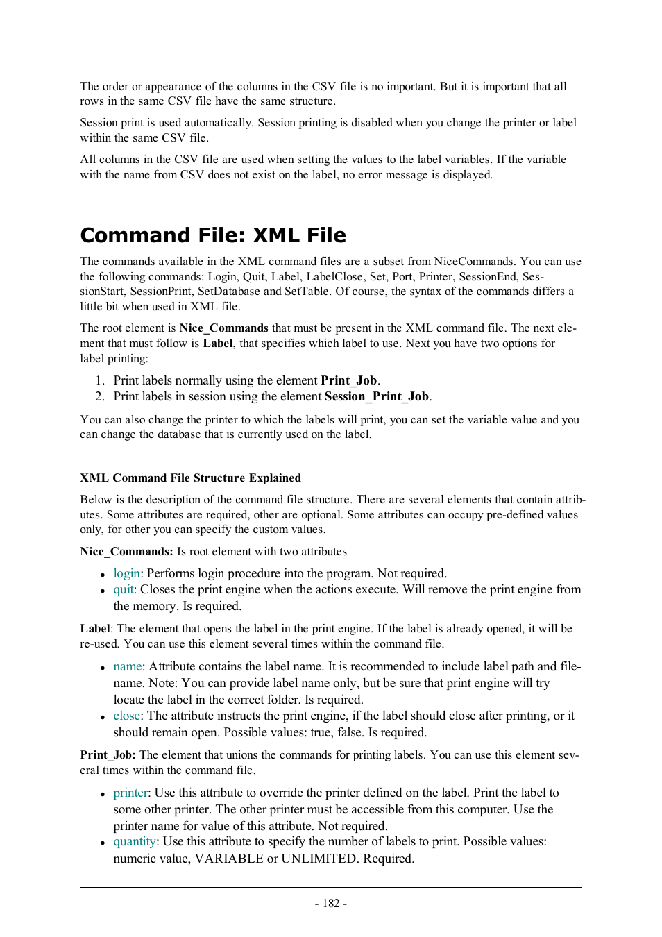 Command file: xml file | QuickLabel Designer Pro User Manual | Page 182 / 194