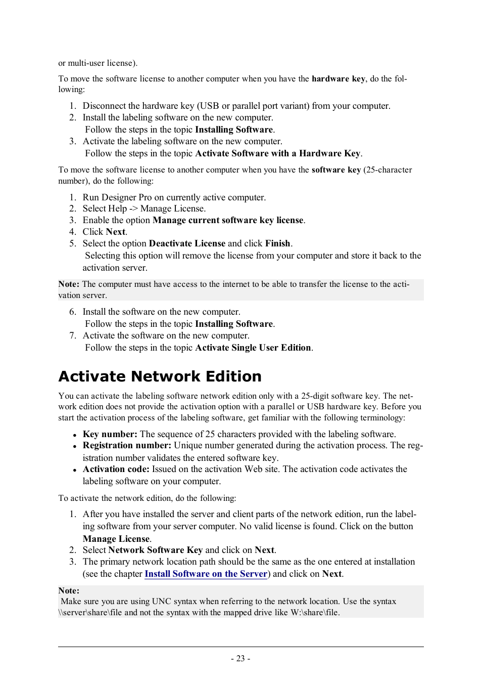 Activate network edition | QuickLabel Designer Pro User Manual | Page 23 / 194
