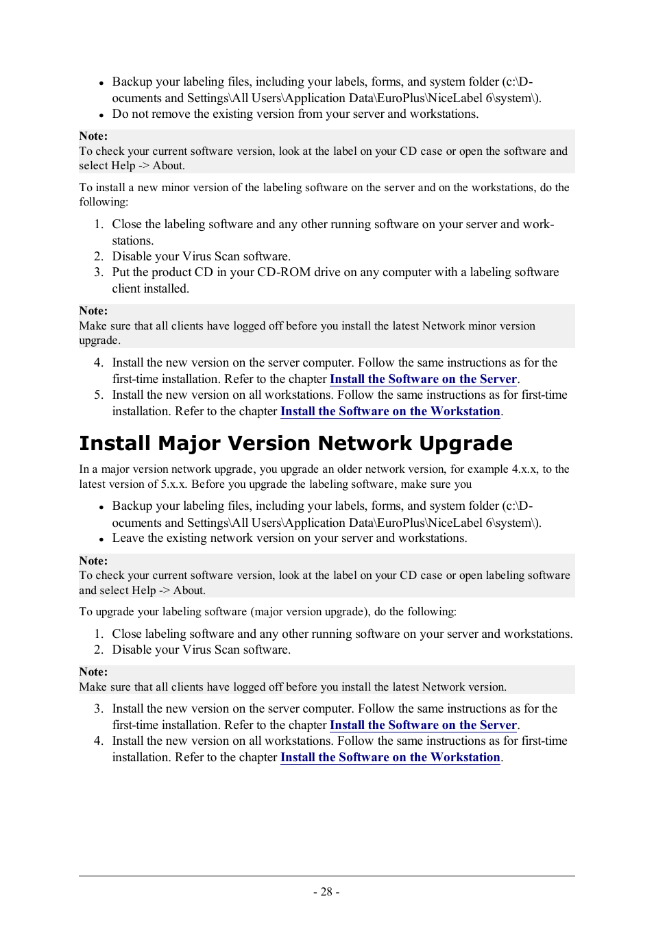 Install major version network upgrade | QuickLabel Designer Pro User Manual | Page 28 / 194