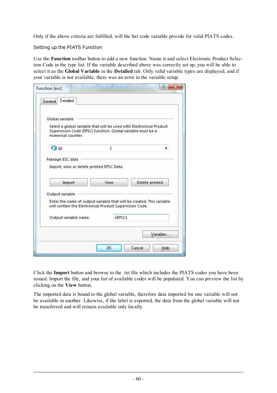Setting up the piats function | QuickLabel Designer Pro User Manual | Page 60 / 194