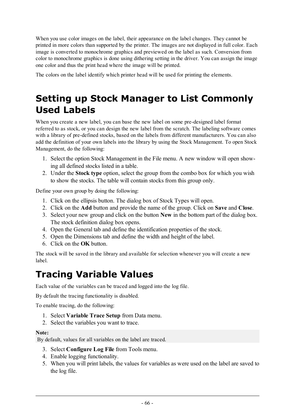 Tracing variable values | QuickLabel Designer Pro User Manual | Page 66 / 194