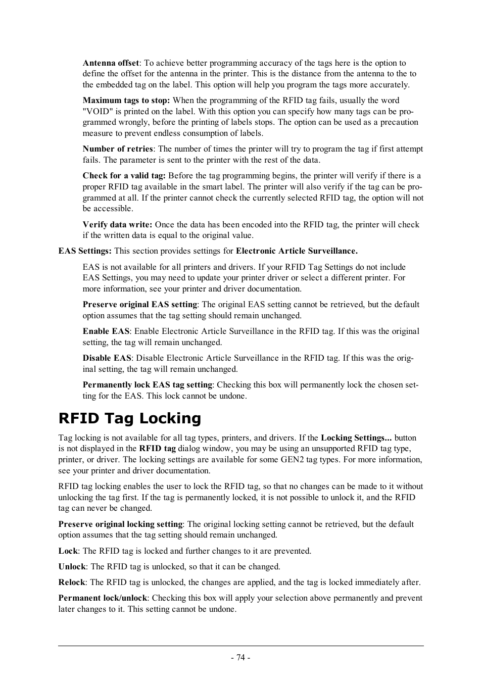 Rfid tag locking | QuickLabel Designer Pro User Manual | Page 74 / 194