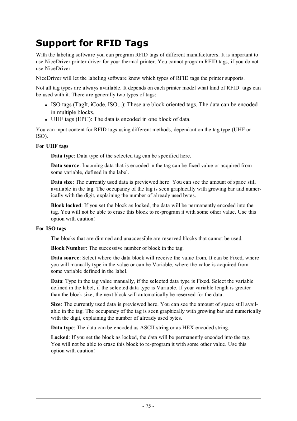 Support for rfid tags | QuickLabel Designer Pro User Manual | Page 75 / 194