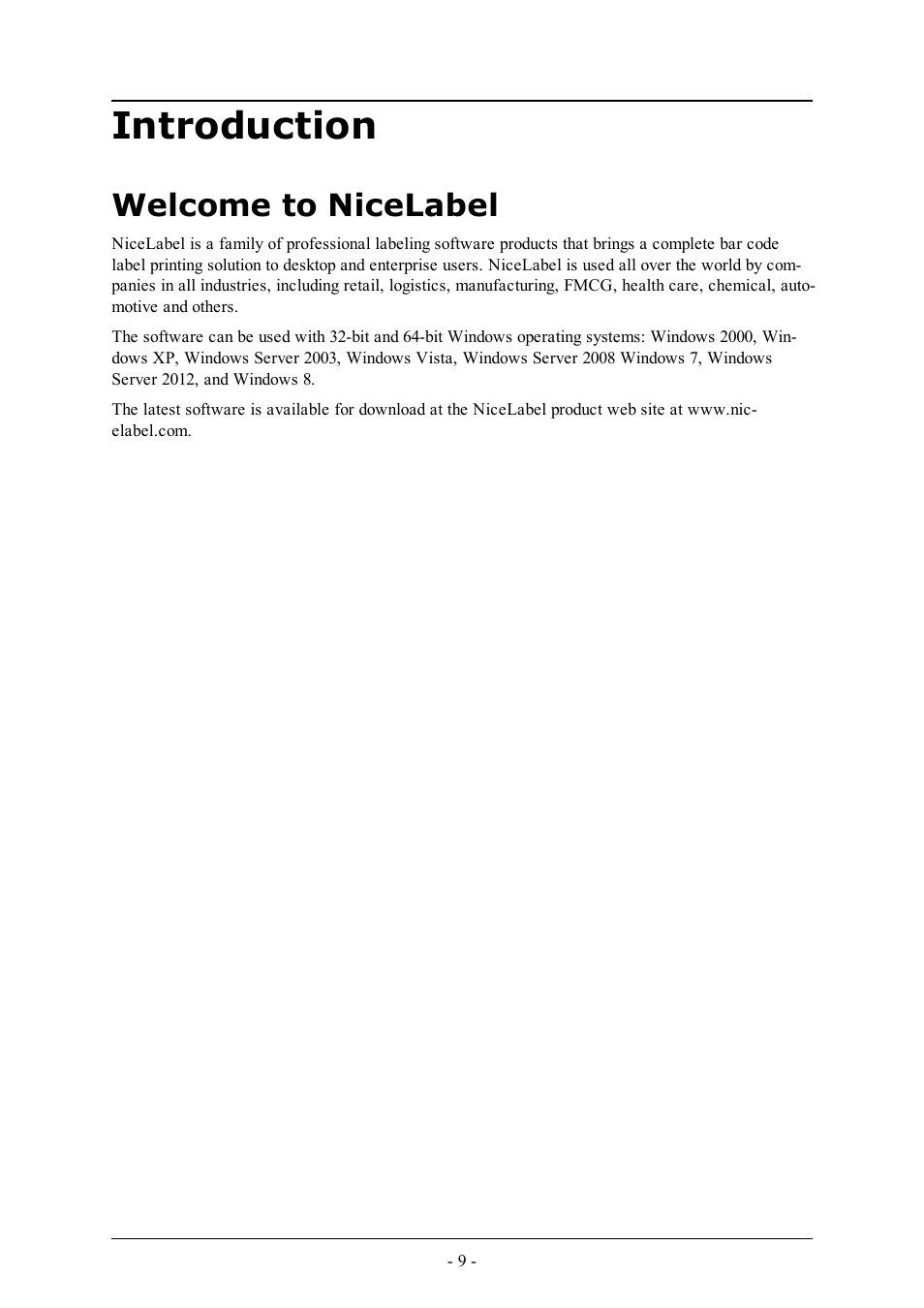 Introduction, Welcome to nicelabel | QuickLabel Designer Pro User Manual | Page 9 / 194