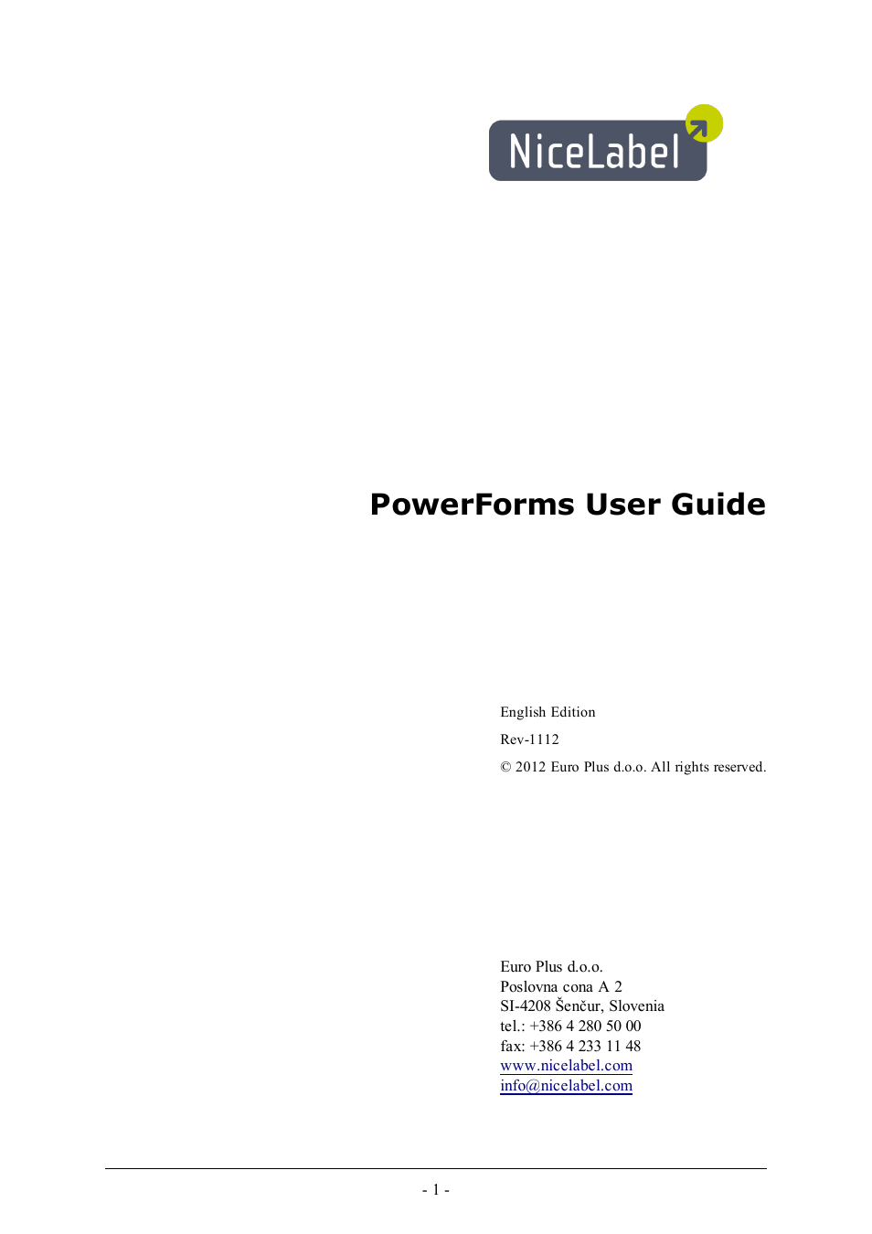 QuickLabel PowerForms User Manual | 47 pages