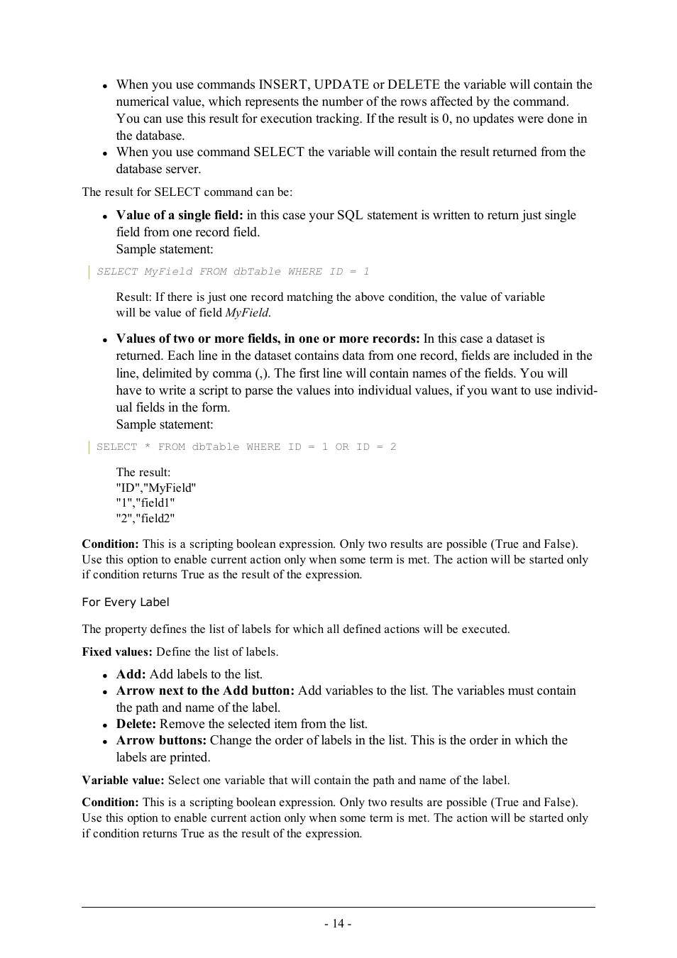 For every label | QuickLabel PowerForms User Manual | Page 14 / 47