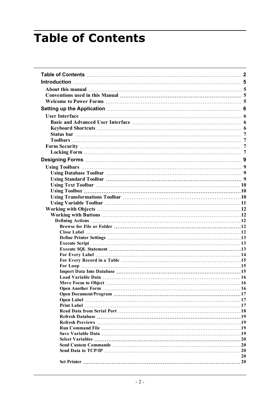 QuickLabel PowerForms User Manual | Page 2 / 47