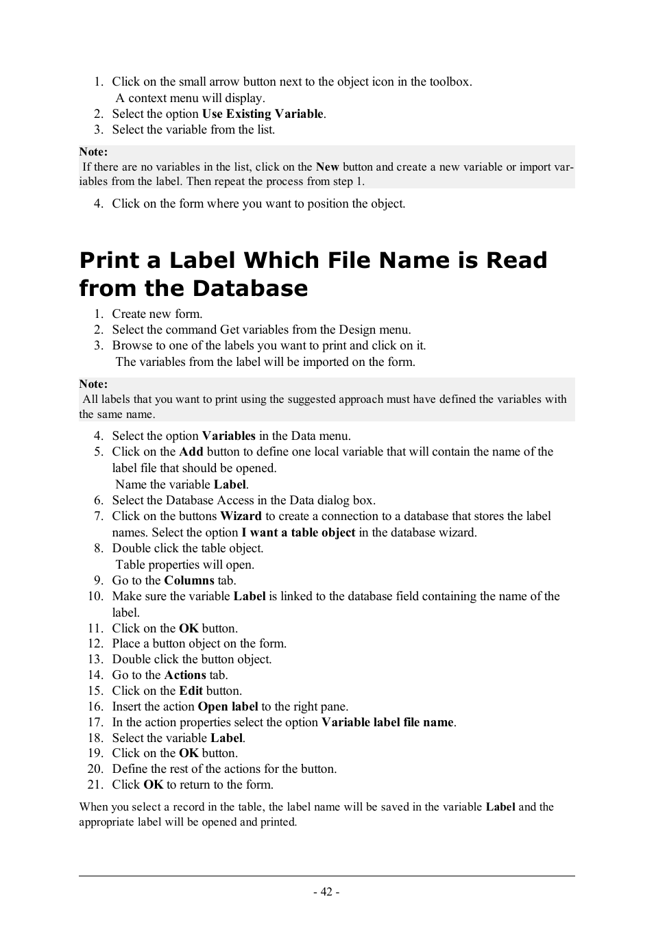 QuickLabel PowerForms User Manual | Page 42 / 47