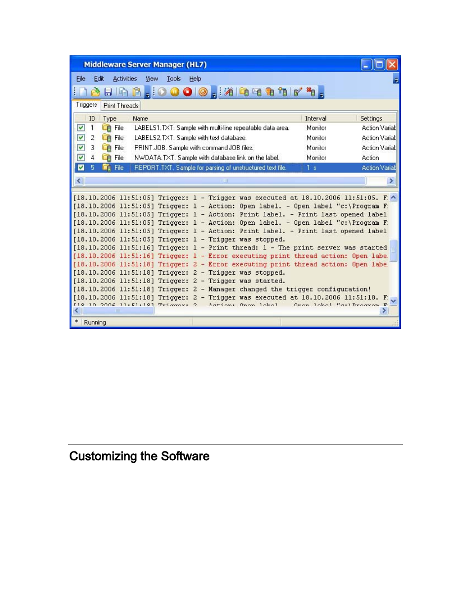 Print thread, Customizing the software | QuickLabel NiceWatch User Manual | Page 30 / 86