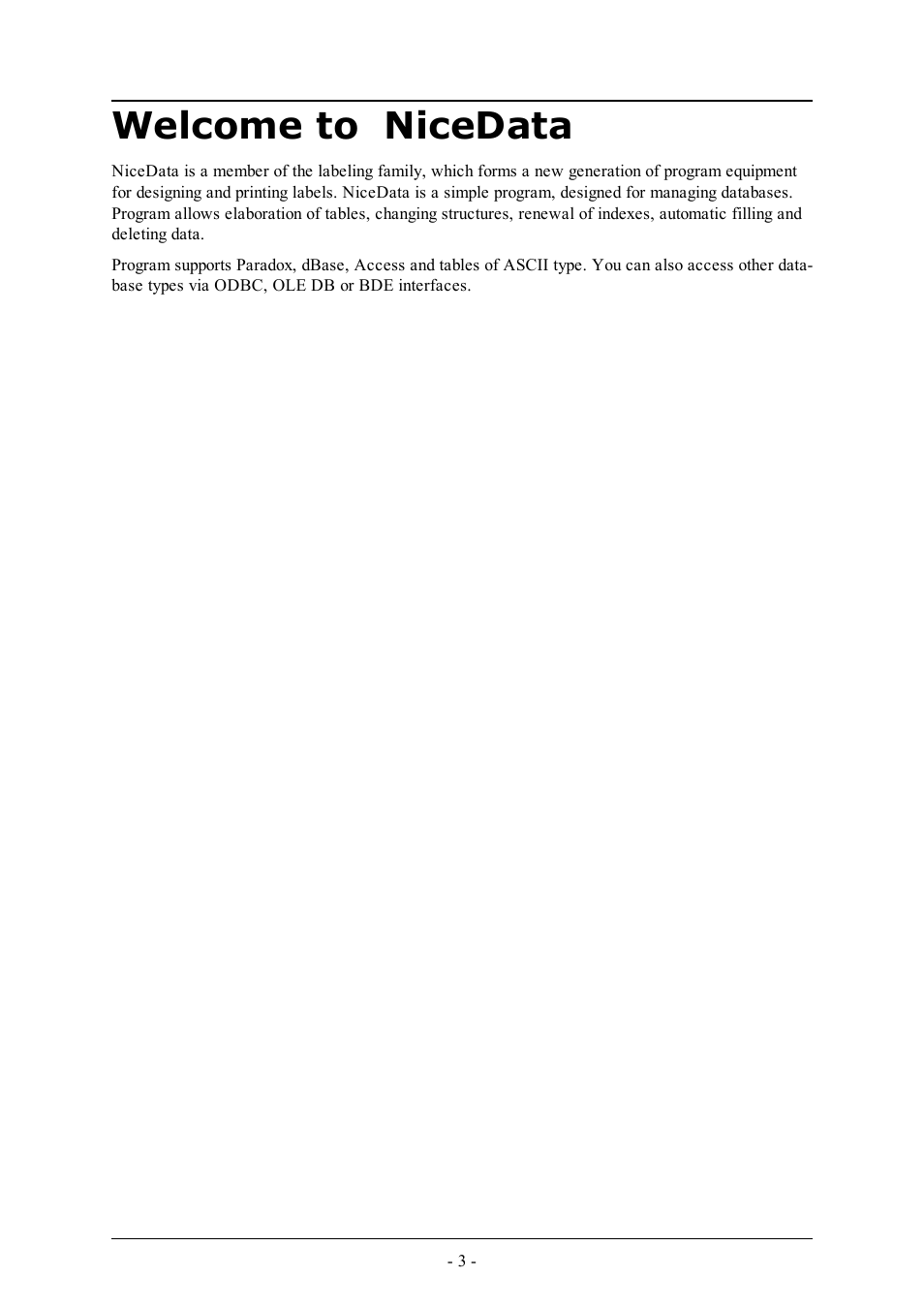 Welcome to nicedata | QuickLabel NiceData User Manual | Page 3 / 12