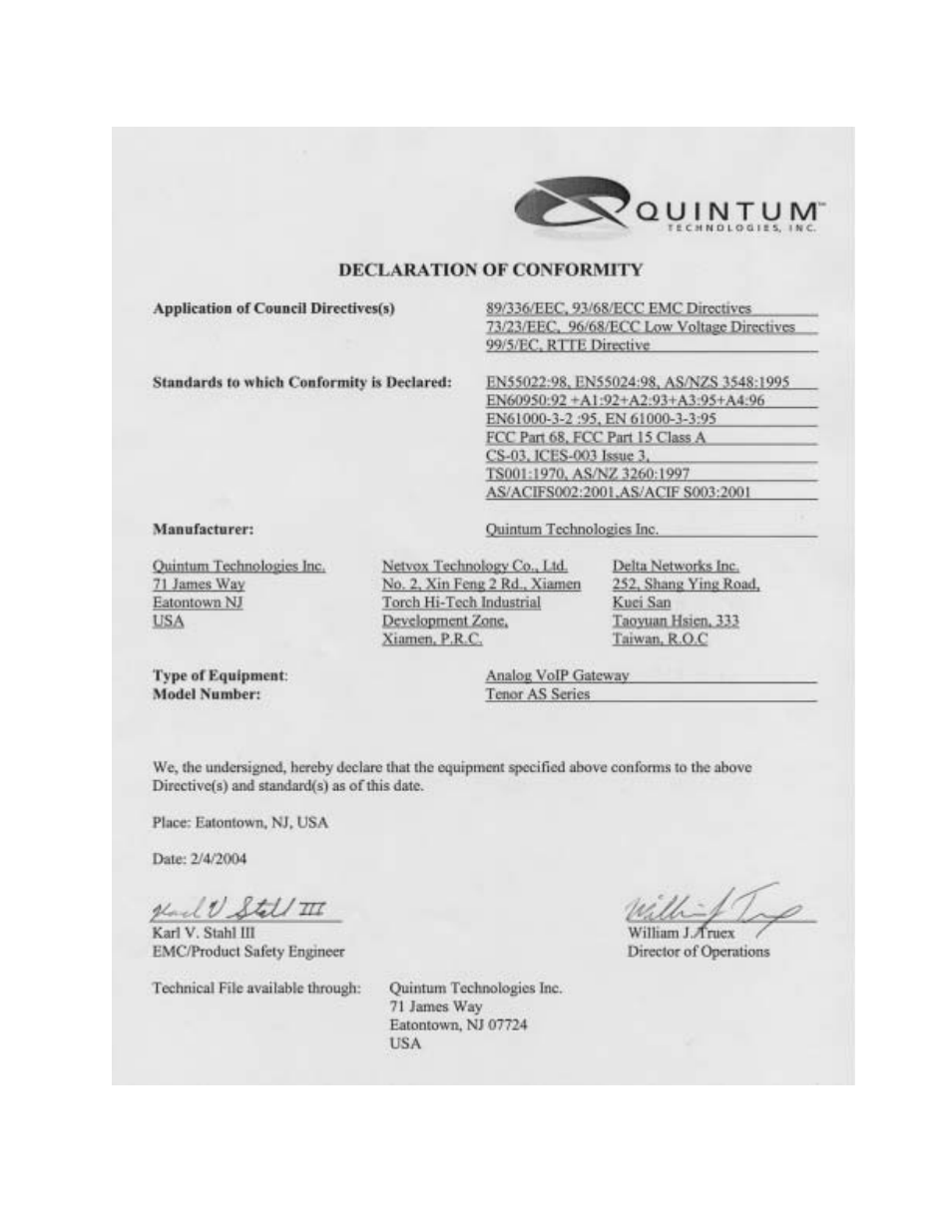 Quintum Technologies Tenor AS User Manual | Page 125 / 125