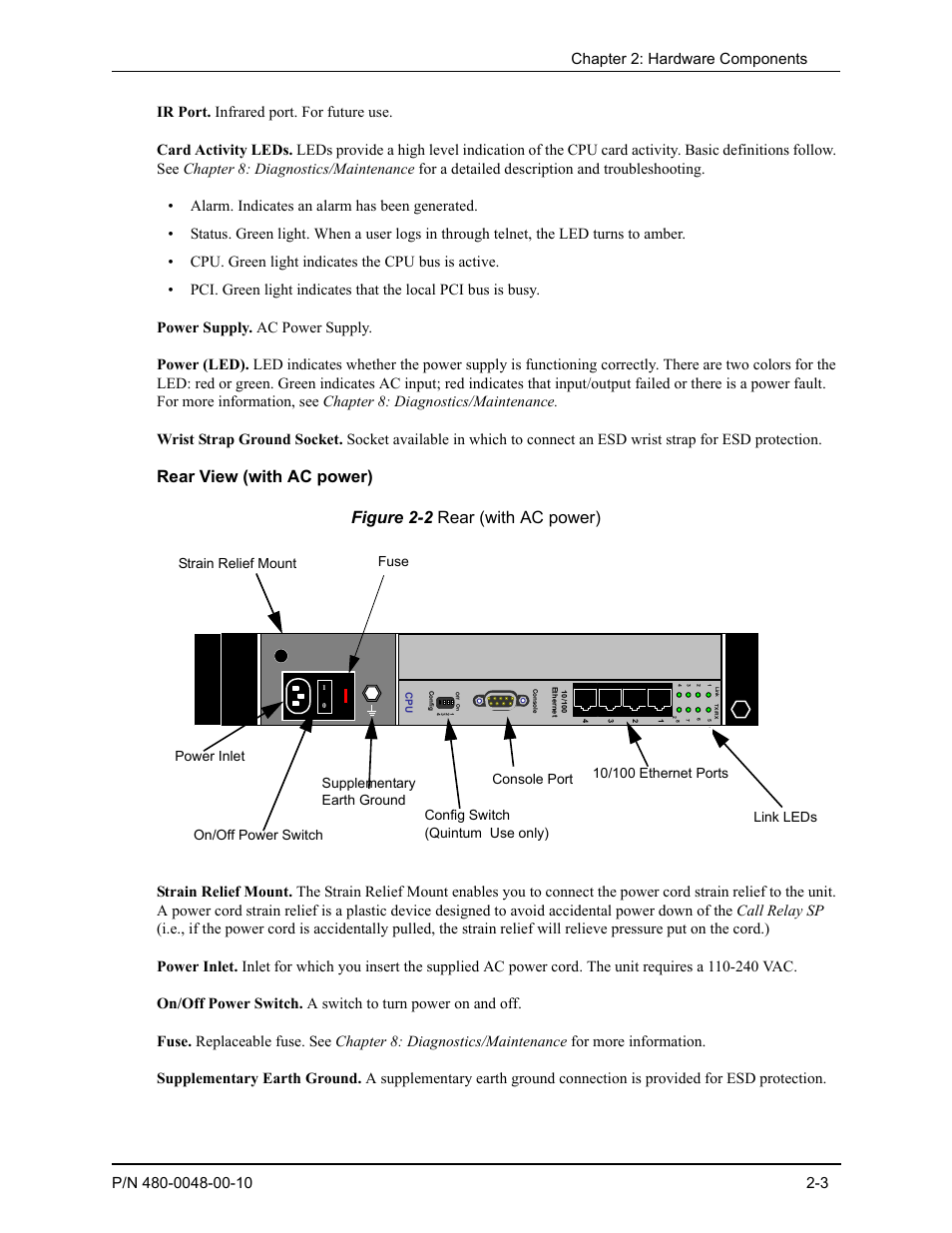 Rear view (with ac power), Rear view (with ac power) -3 | Quintum Technologies Tenor Call Relay SP User Manual | Page 21 / 98