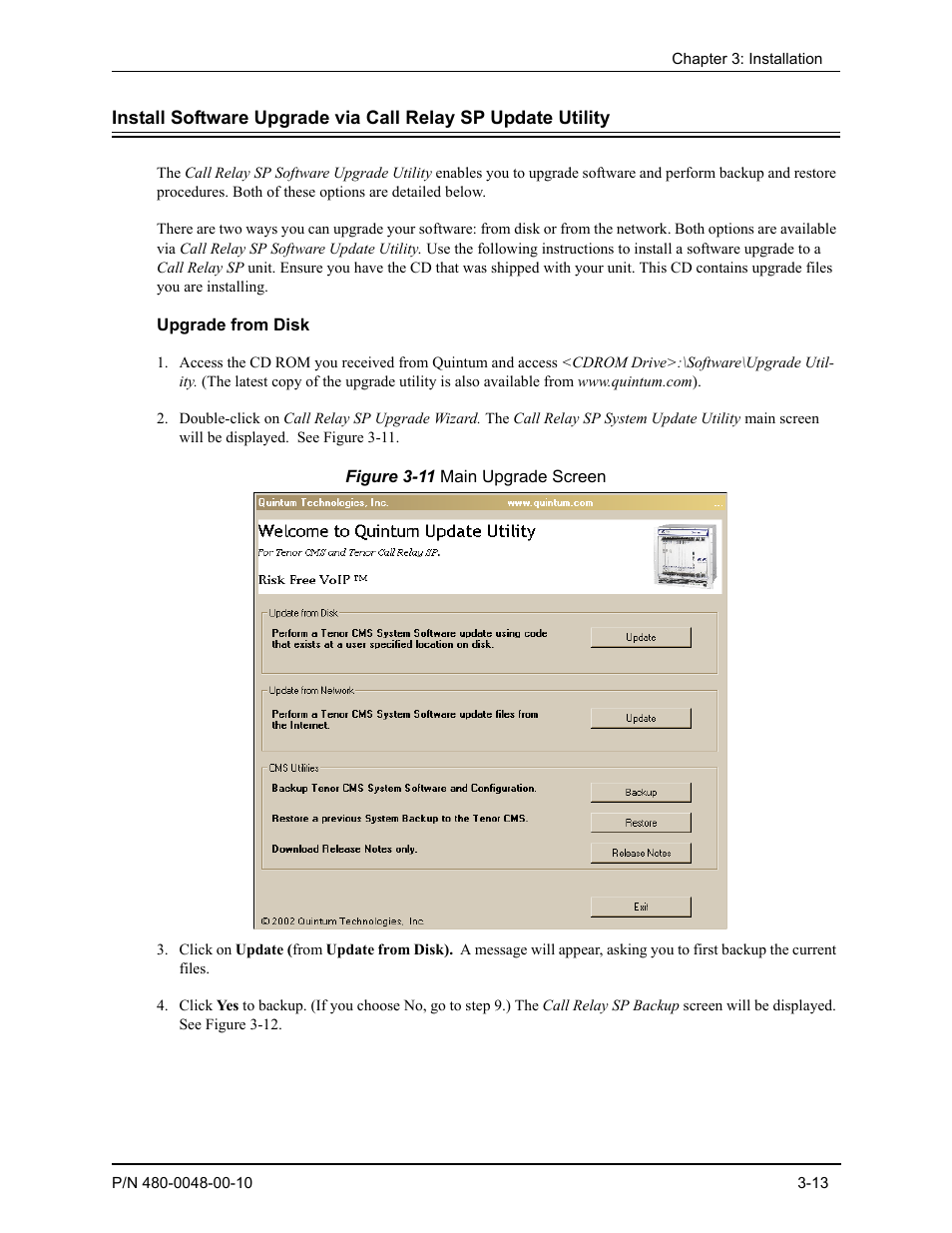 Upgrade from disk, Upgrade from disk -13 | Quintum Technologies Tenor Call Relay SP User Manual | Page 43 / 98