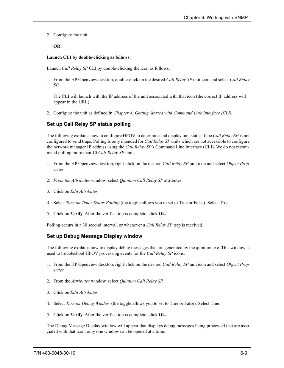 Set up call relay sp status polling, Set up debug message display window, Set up call relay sp status polling -9 | Set up debug message display window -9 | Quintum Technologies Tenor Call Relay SP User Manual | Page 66 / 98