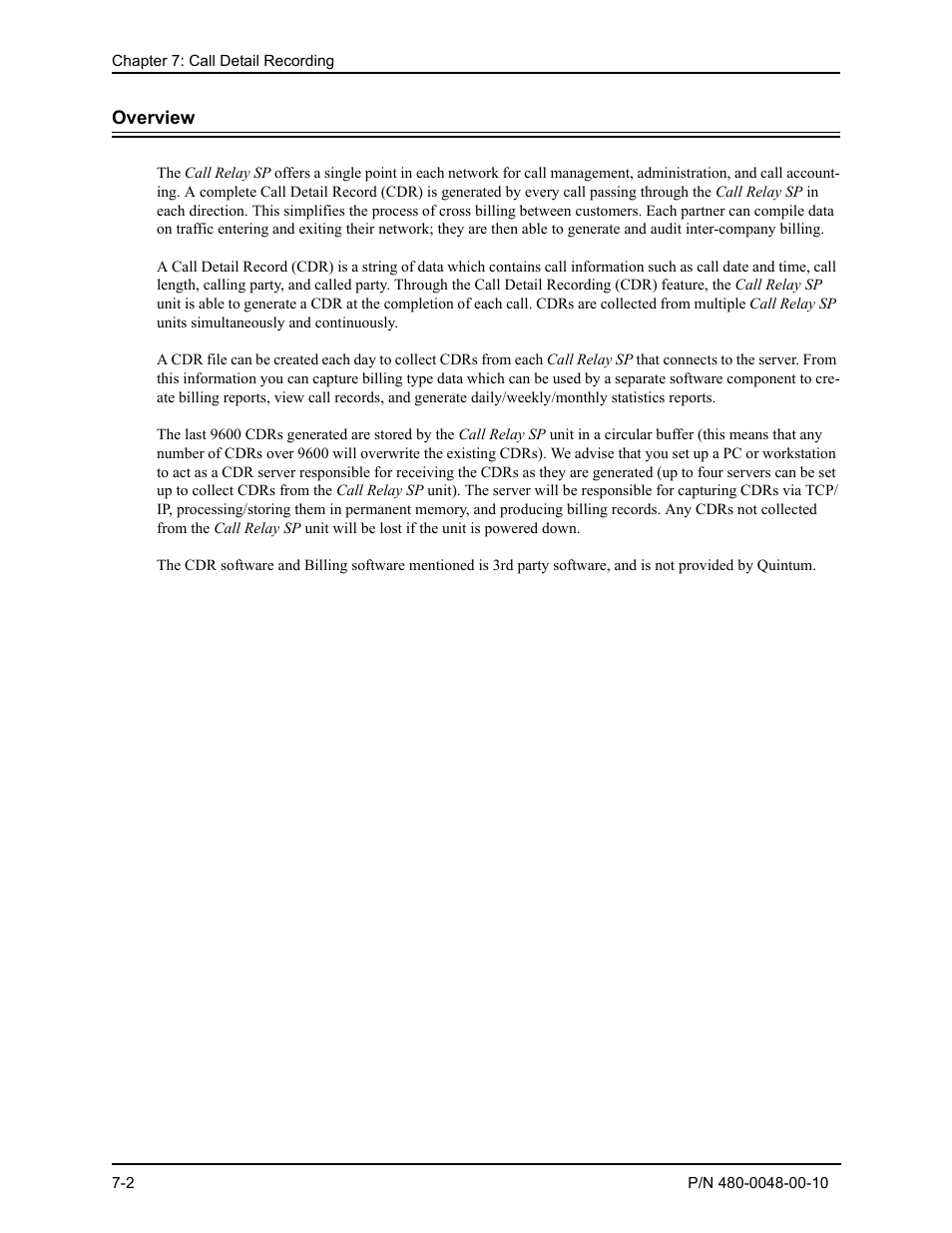 Overview, Overview -2 | Quintum Technologies Tenor Call Relay SP User Manual | Page 68 / 98