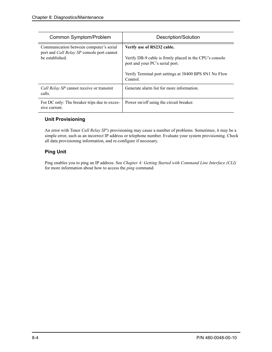 Unit provisioning, Ping unit, Unit provisioning -4 | Ping unit -4 | Quintum Technologies Tenor Call Relay SP User Manual | Page 82 / 98