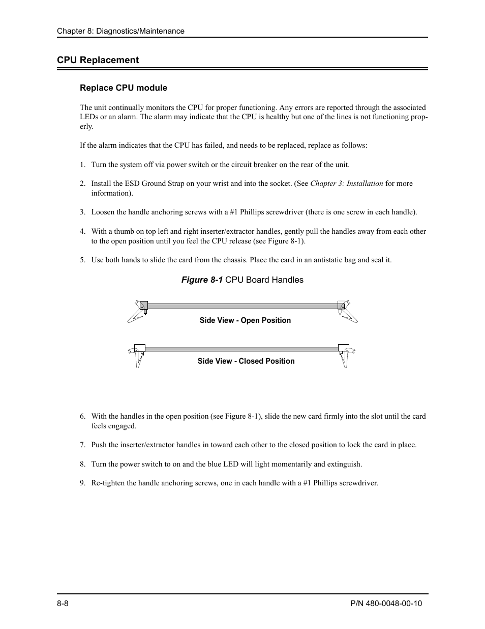 Cpu replacement, Replace cpu module, Cpu replacement -8 | Replace cpu module -8 | Quintum Technologies Tenor Call Relay SP User Manual | Page 86 / 98
