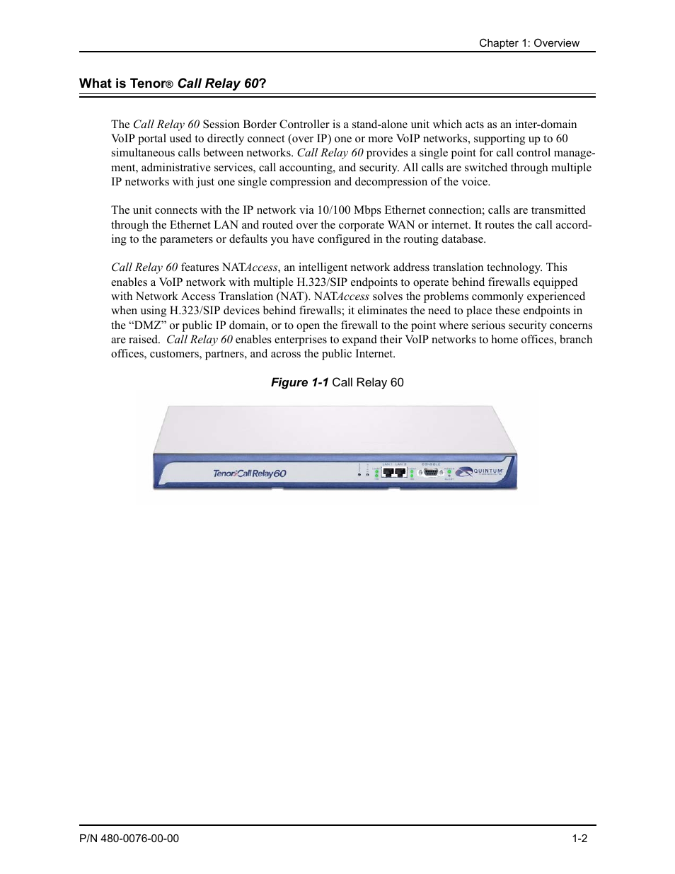 What is tenor® call relay 60, What is tenor® call relay 60? -2 | Quintum Technologies Tenor Call Relay 60 User Manual | Page 10 / 67