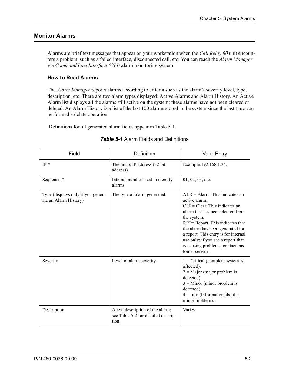 Monitor alarms, How to read alarms, Monitor alarms -2 | How to read alarms -2 | Quintum Technologies Tenor Call Relay 60 User Manual | Page 46 / 67