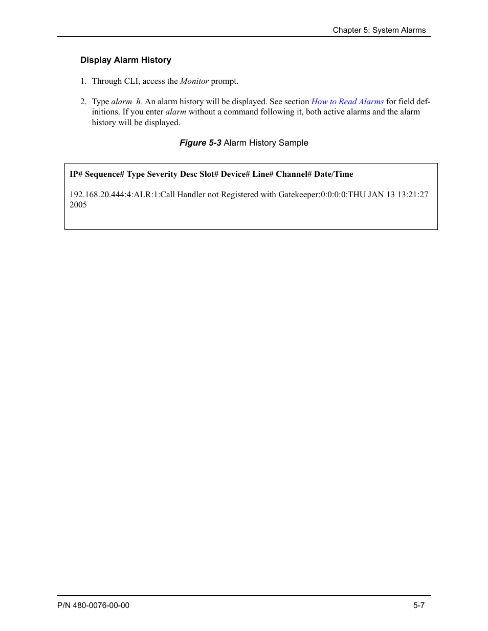 Display alarm history, Display alarm history -7 | Quintum Technologies Tenor Call Relay 60 User Manual | Page 51 / 67