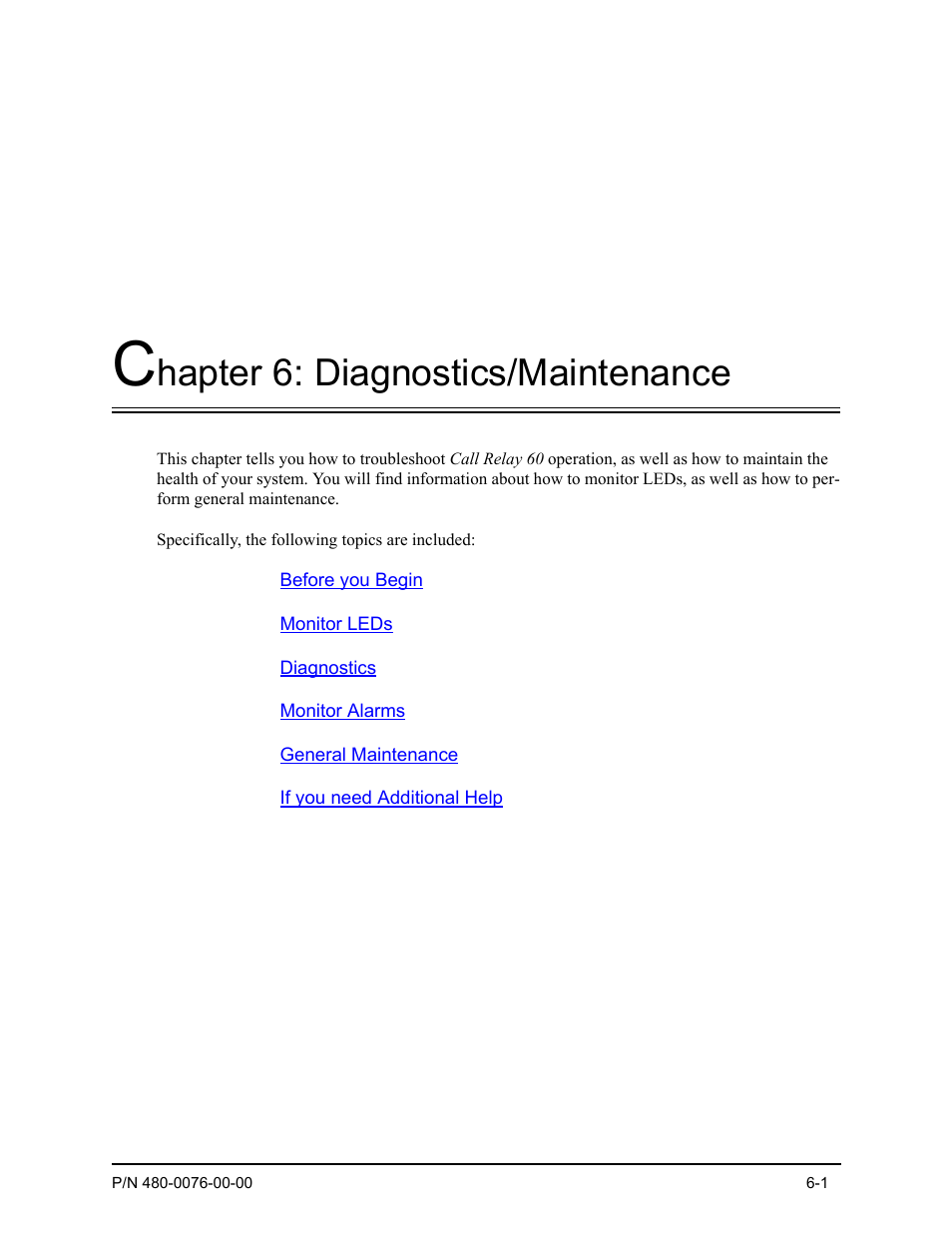 Chapter 6: diagnostics/maintenance, Hapter 6: diagnostics/maintenance | Quintum Technologies Tenor Call Relay 60 User Manual | Page 52 / 67