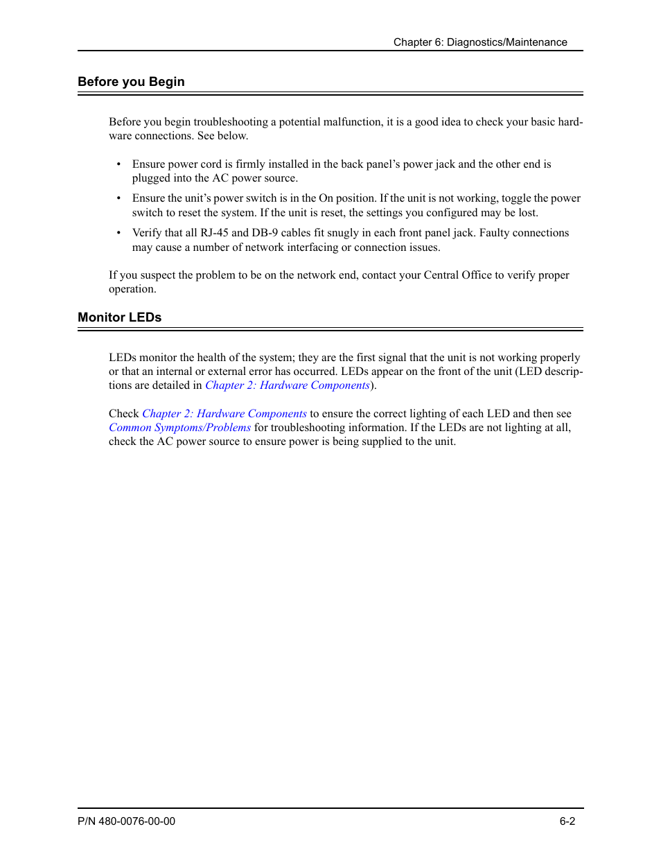 Before you begin, Monitor leds, Before you begin -2 monitor leds -2 | Quintum Technologies Tenor Call Relay 60 User Manual | Page 53 / 67