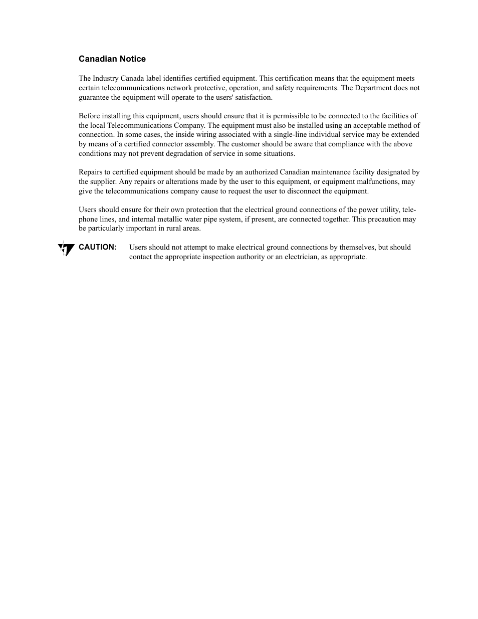 Canadian notice | Quintum Technologies Tenor Call Relay 60 User Manual | Page 63 / 67