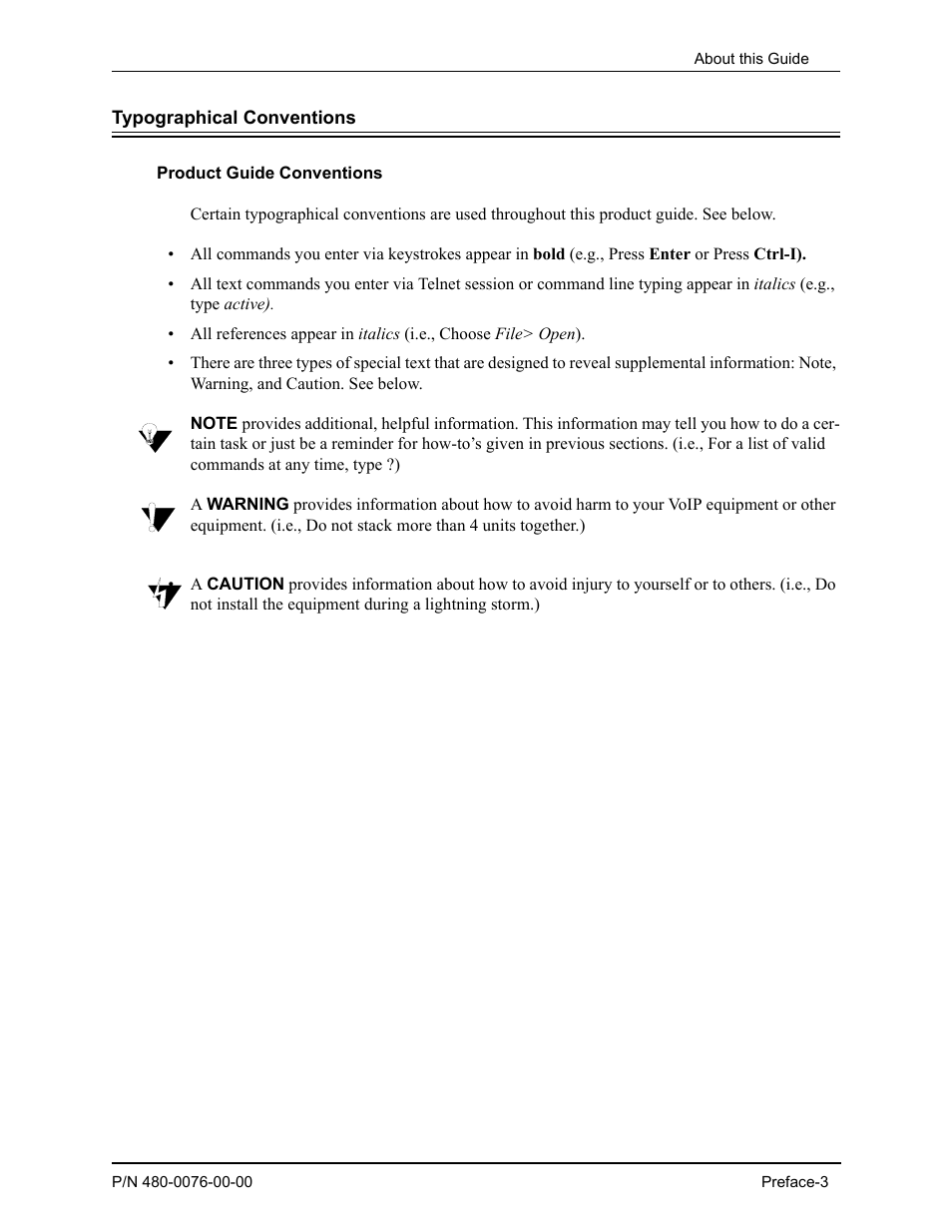 Typographical conventions, Product guide conventions, Typographical conventions -3 | Product guide conventions -3 | Quintum Technologies Tenor Call Relay 60 User Manual | Page 7 / 67