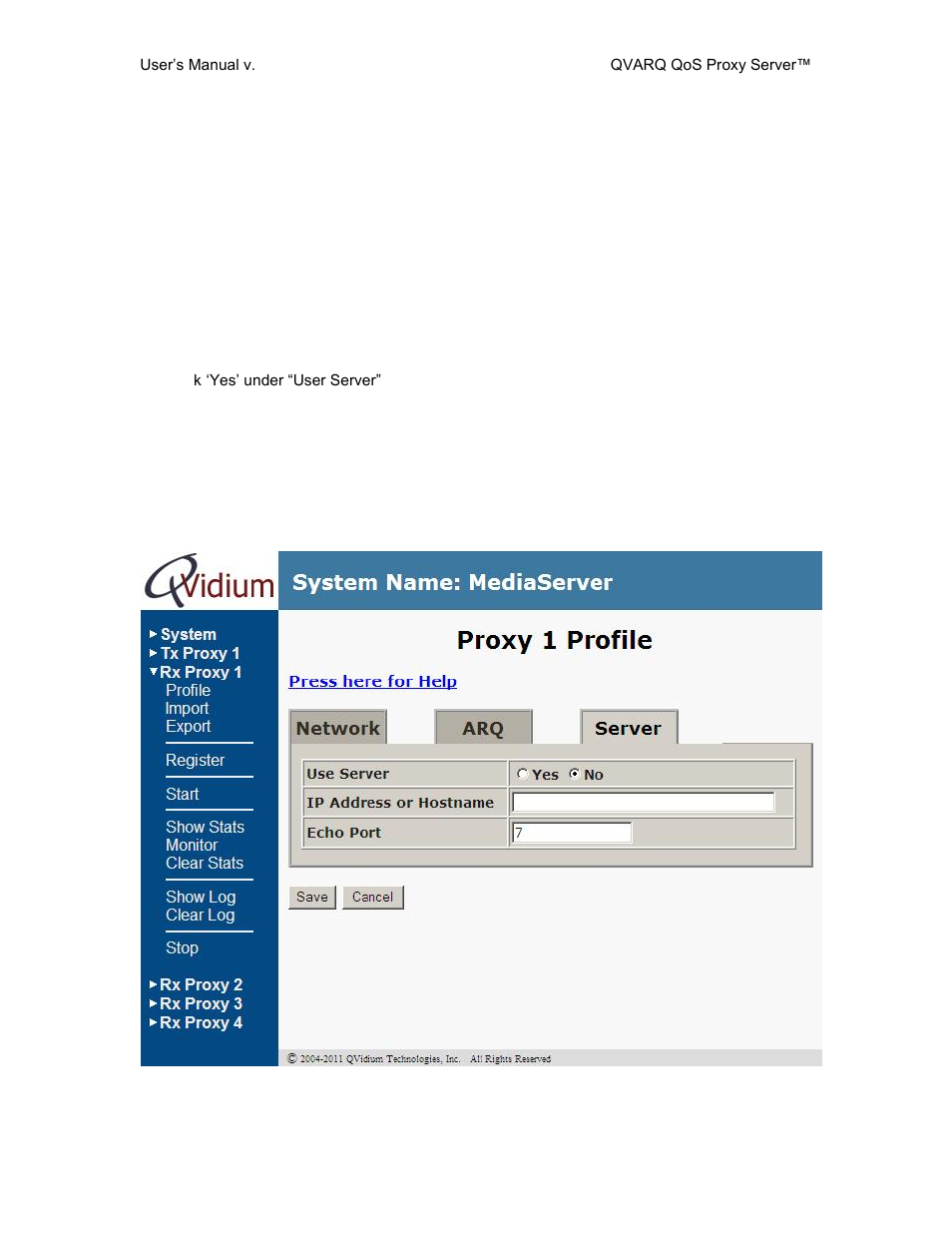 Server mode, 4 server mode | QVidium QVAVQ Series v3 User Manual | Page 13 / 17
