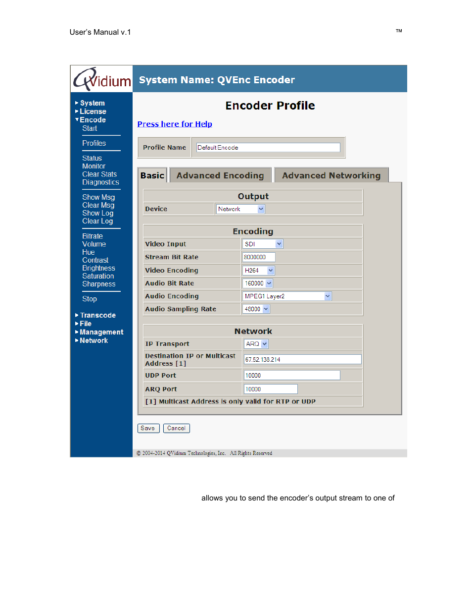 QVidium QVENC Encoder v17 User Manual | Page 20 / 73