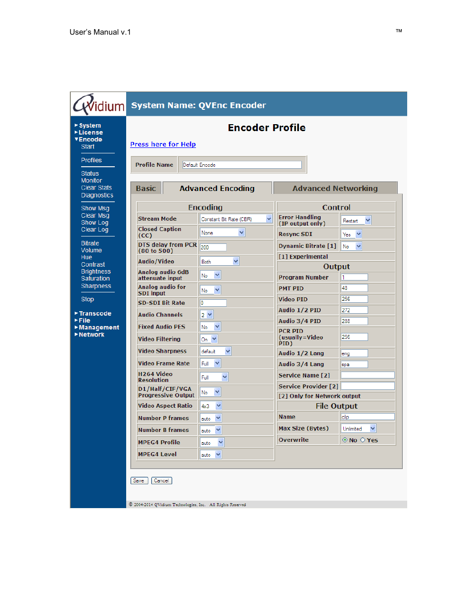 QVidium QVENC Encoder v17 User Manual | Page 25 / 73