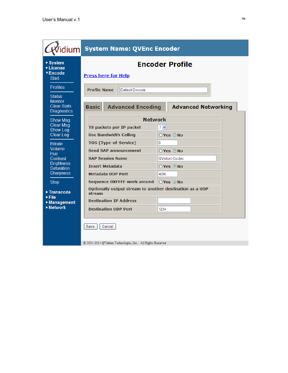 QVidium QVENC Encoder v17 User Manual | Page 29 / 73