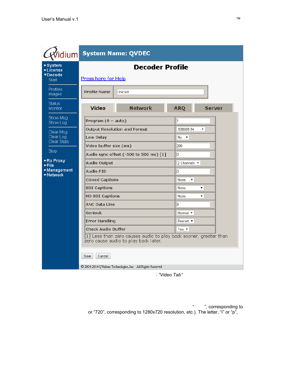 QVidium QVENC Encoder v17 User Manual | Page 34 / 73