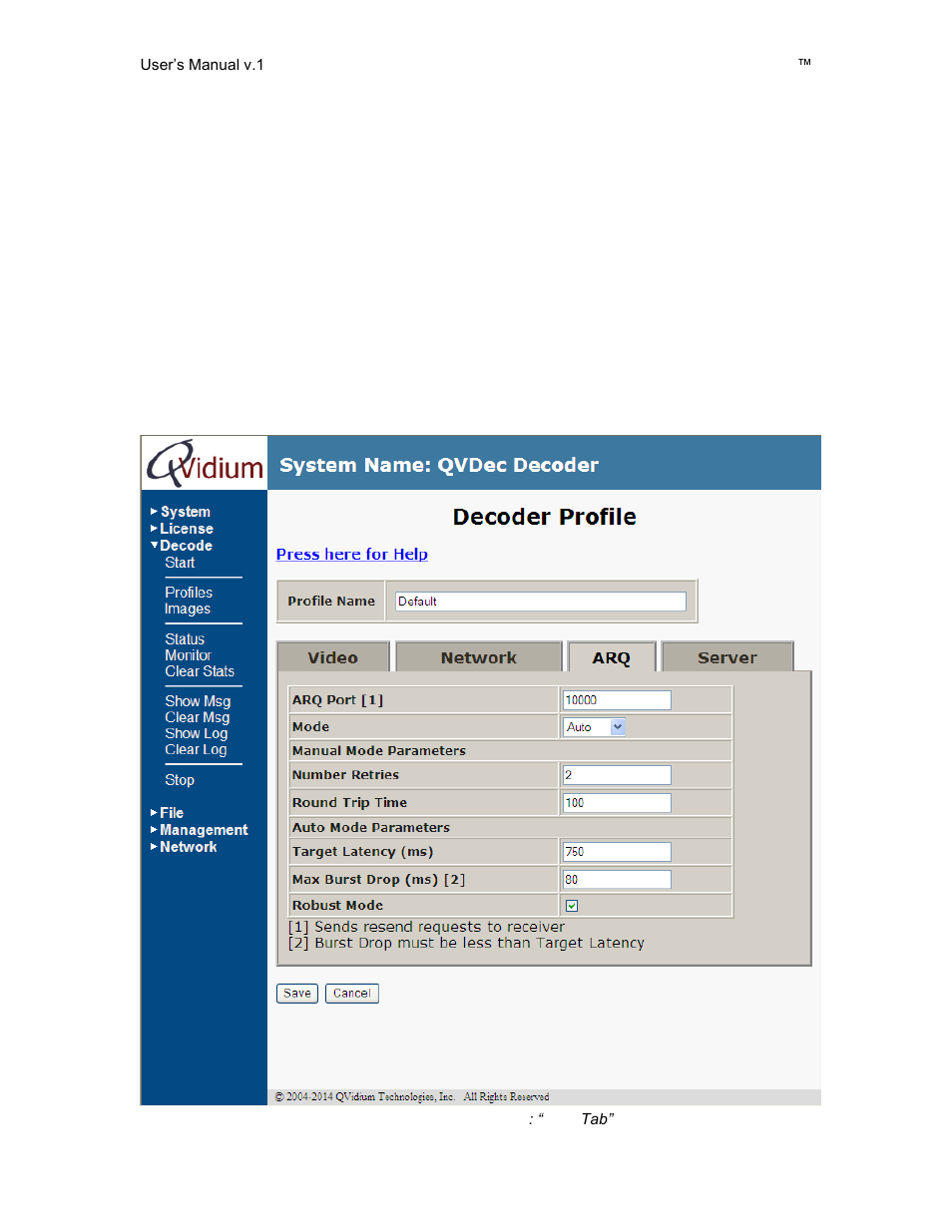 QVidium QVENC Encoder v17 User Manual | Page 38 / 73
