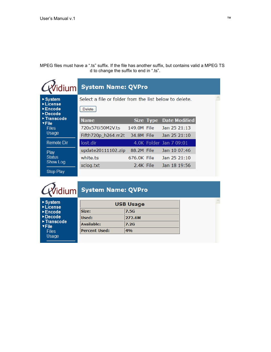 QVidium QVENC Encoder v17 User Manual | Page 49 / 73