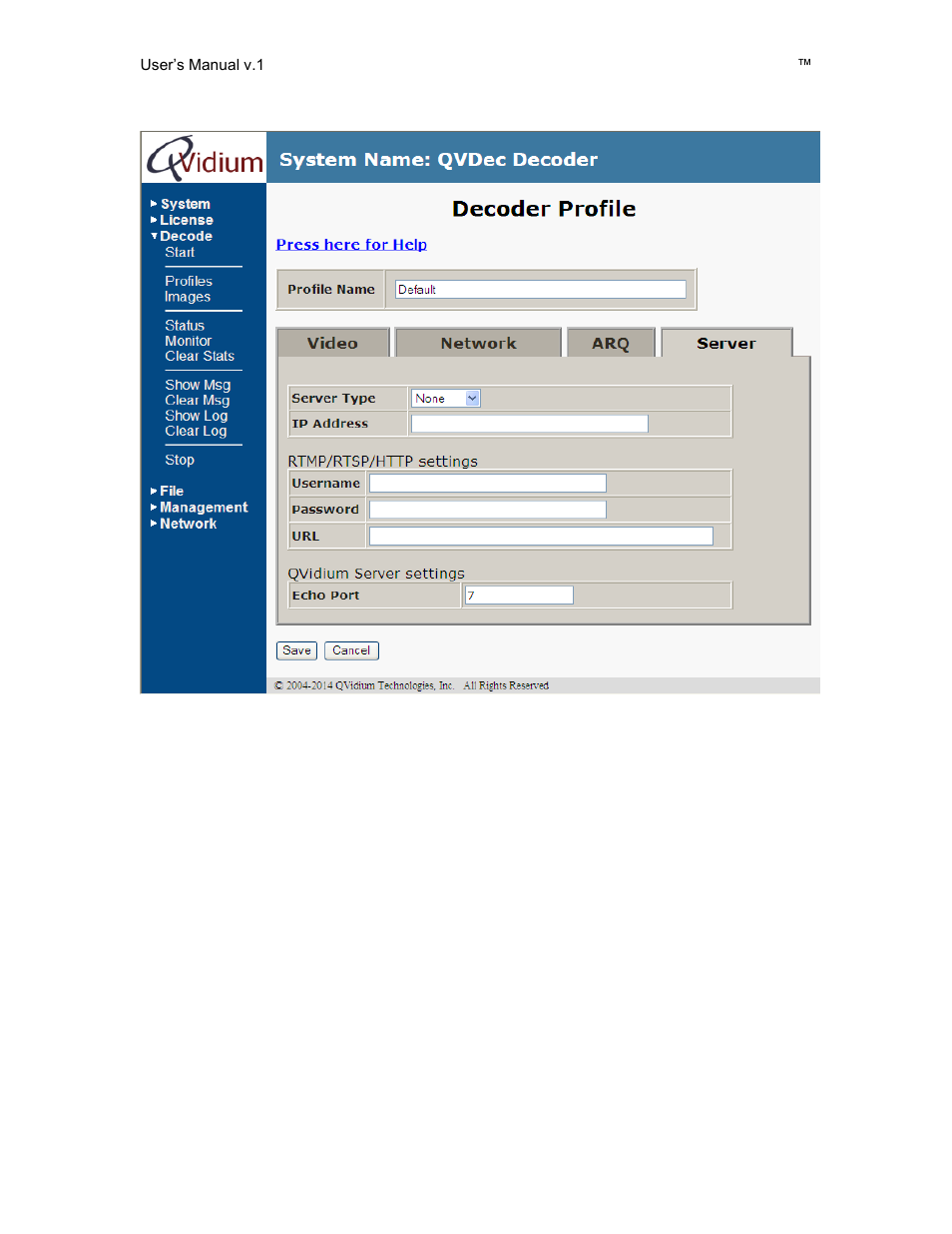 QVidium QVENC Encoder v17 User Manual | Page 66 / 73