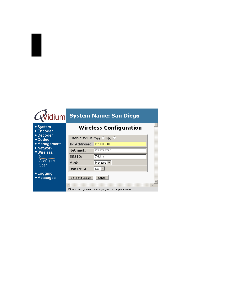 Wireless configuration | QVidium QVMP2C-1011 User Manual | Page 25 / 45