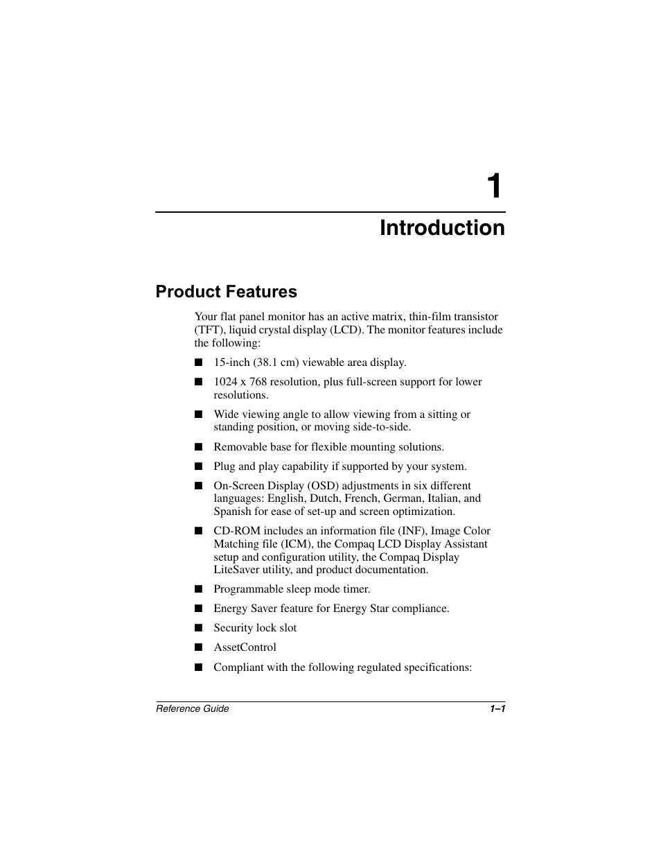 Introduction, Product features | Compaq 5017 User Manual | Page 3 / 44
