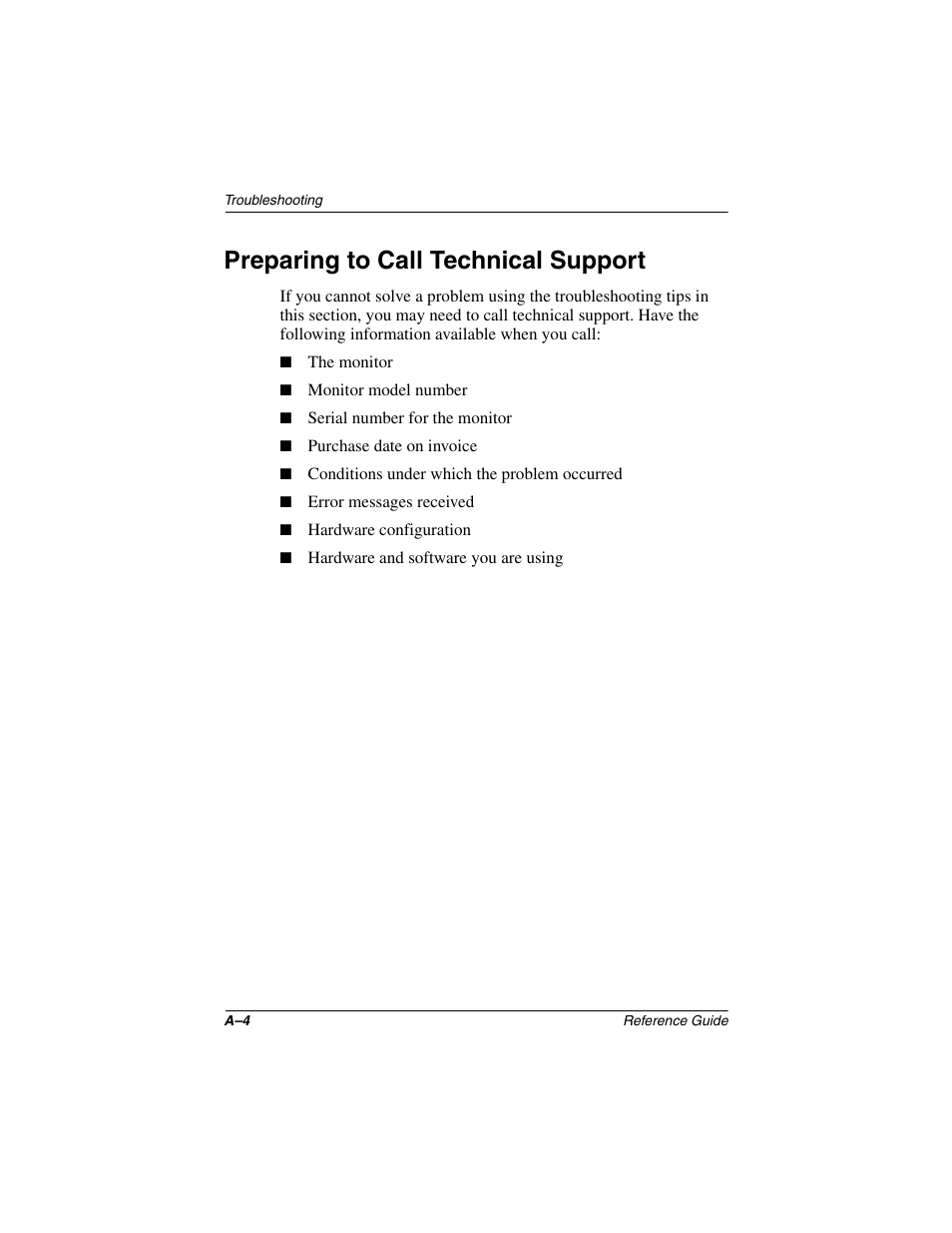 Preparing to call technical support | Compaq 5017 User Manual | Page 30 / 44
