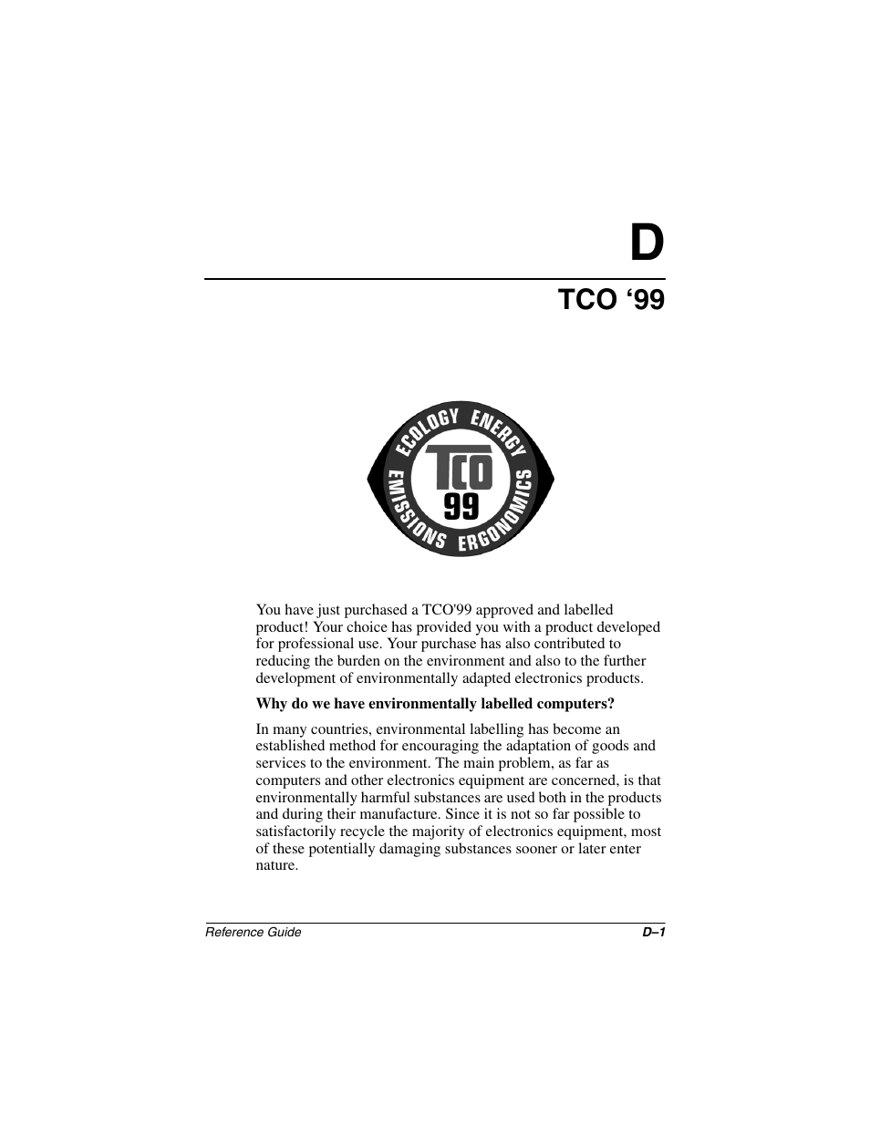 Tco ‘99 | Compaq 5017 User Manual | Page 39 / 44