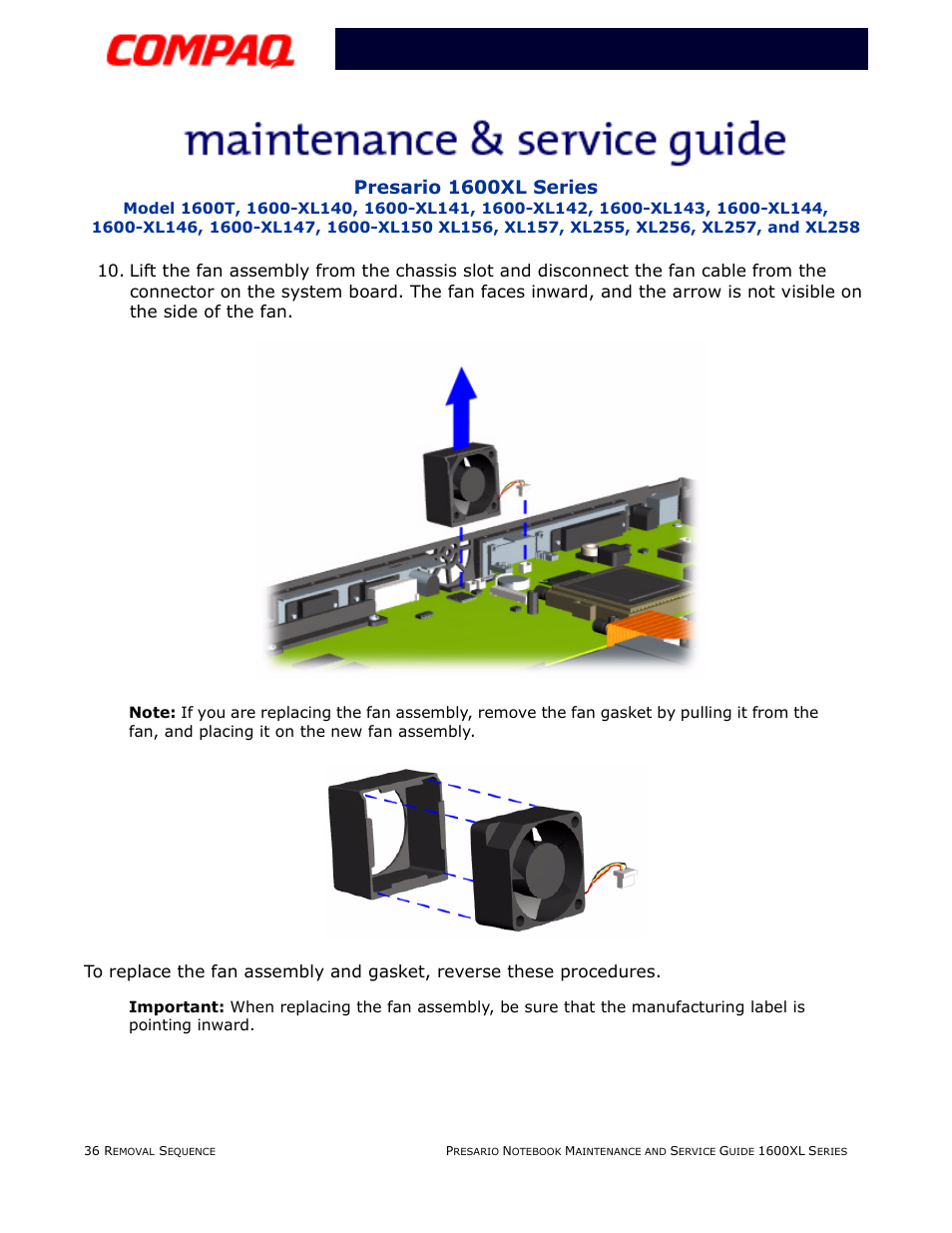 Presario 1600xl series | Compaq 1600XL User Manual | Page 122 / 150