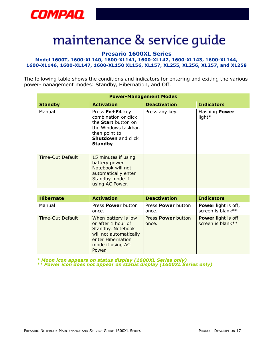 Presario 1600xl series | Compaq 1600XL User Manual | Page 23 / 150