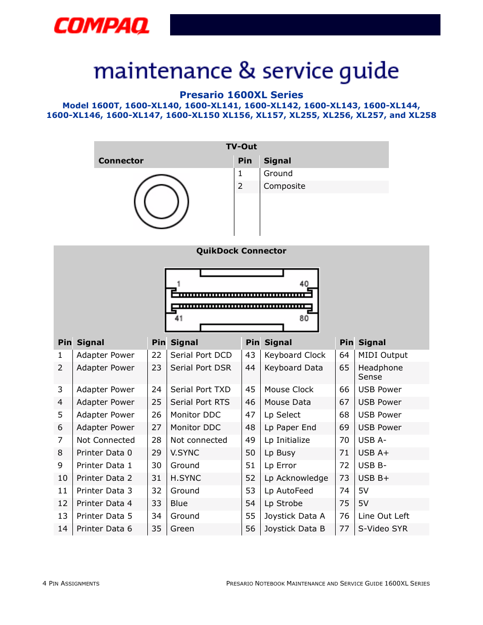 Presario 1600xl series | Compaq 1600XL User Manual | Page 42 / 150