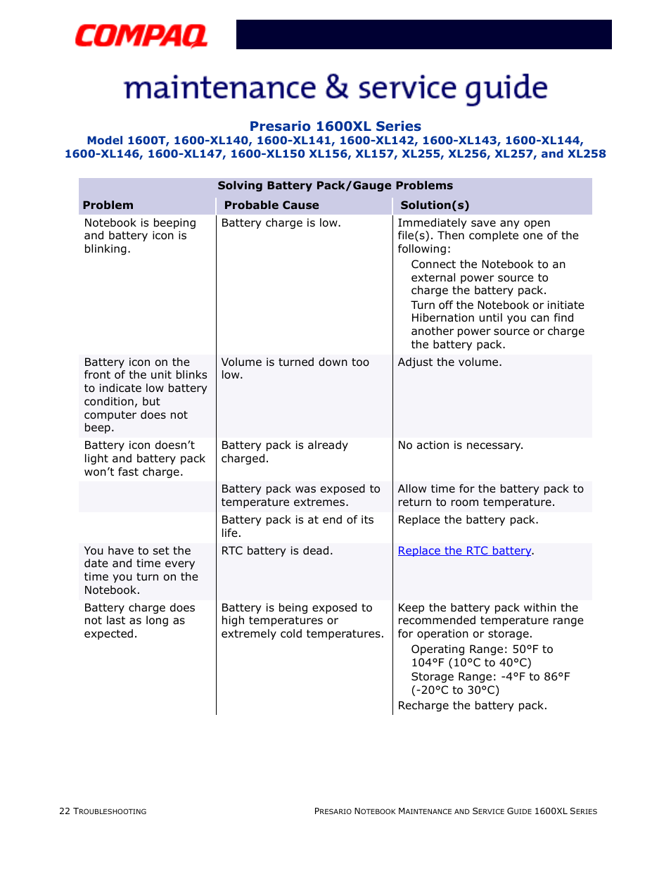 Presario 1600xl series | Compaq 1600XL User Manual | Page 70 / 150