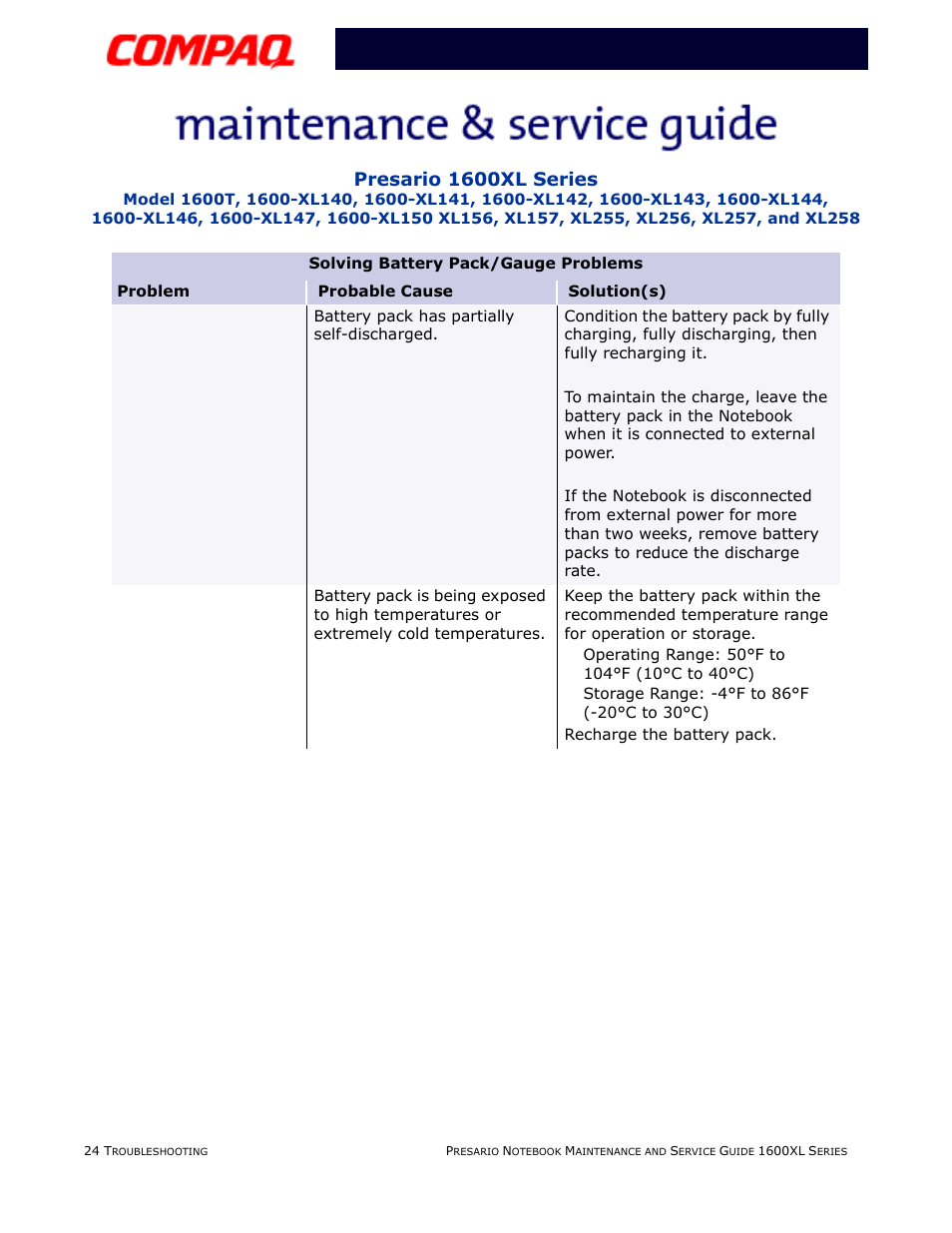 Presario 1600xl series | Compaq 1600XL User Manual | Page 72 / 150