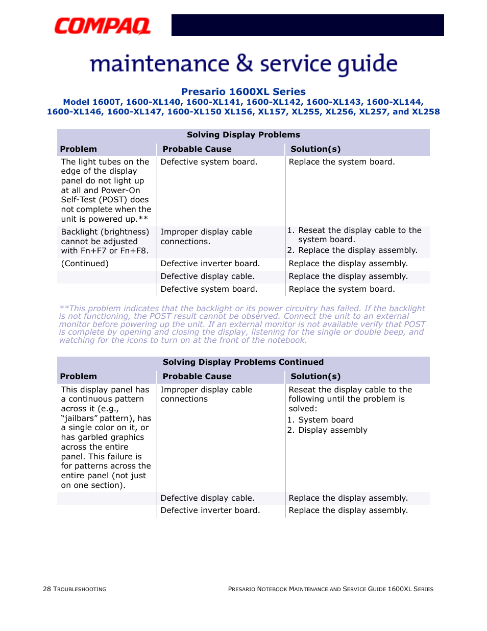 Presario 1600xl series | Compaq 1600XL User Manual | Page 76 / 150