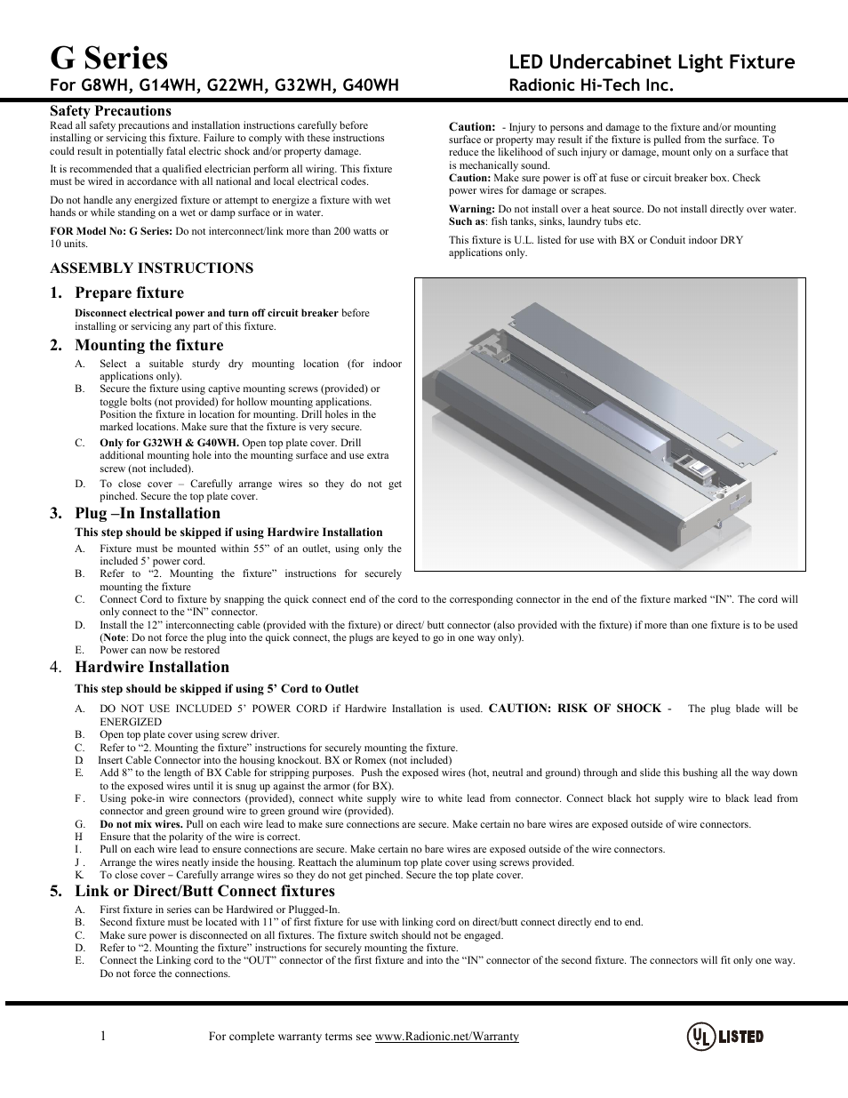 Radionic G Series User Manual | 2 pages