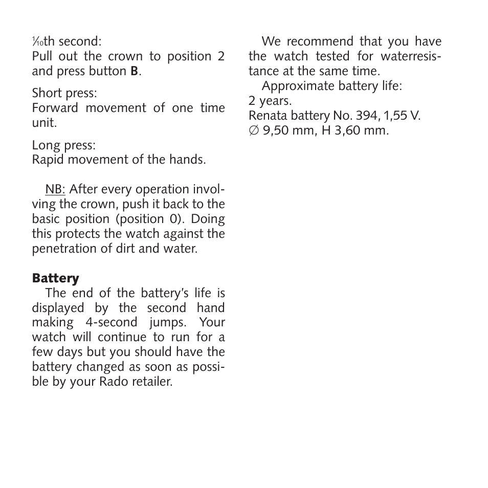 RADO Chronograph_TheOriginal User Manual | Page 4 / 4